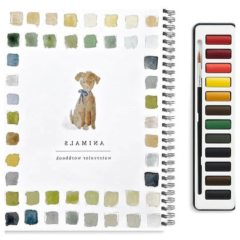 【Compra 1 y llévate 1 gratis】🎨El juego completo de libros de pintura en acuarela incluye pinturas de acuarela y pinceles gratis.