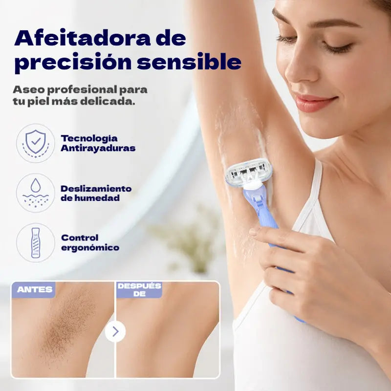 🔥50% de descuento🔥【Paquete de 2】 Mango de afeitadora de mujer de 5 hojas: agarre ergonómico y antideslizante, compatible con cuchillas de repuesto 🪒
