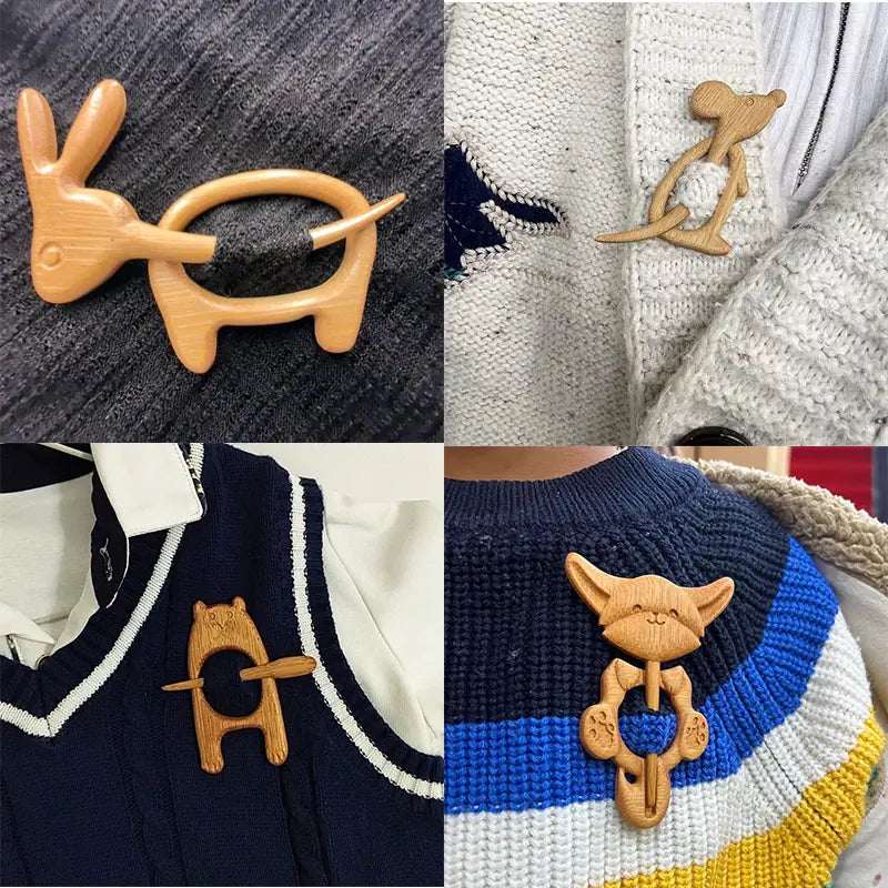 3 artículos 25 euro🎁Broche de madera con forma de animal para regalar