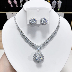 💎 ✨ Conjunto de collar y pendientes de circonita brillante: elegancia atemporal, un regalo perfecto, ideal para bodas, fiestas o como accesorios de lujo para el día a día 💍