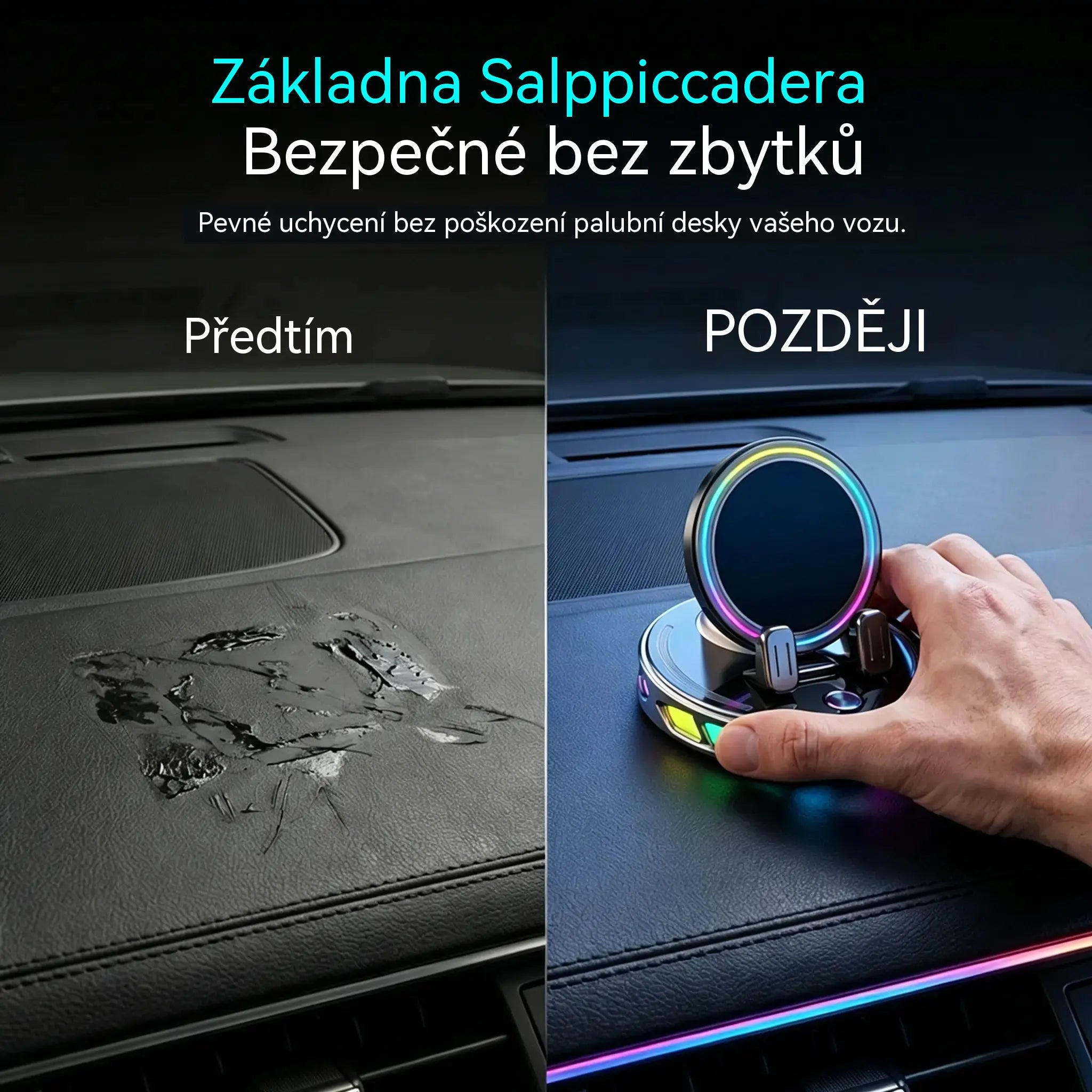 📱 Držák do auta RGB s automatickým uchycením a bezdrátovým nabíjením 15 W