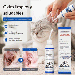 🐱🐶 Gotas suaves para limpiar los oídos de tu mascota – Adiós a las infecciones y molestias del oído externo.