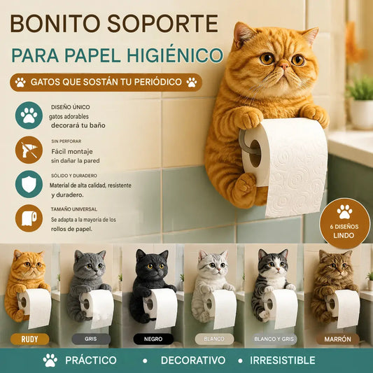 🐱 Adorable portarrollos de papel higiénico con estampado de gatos