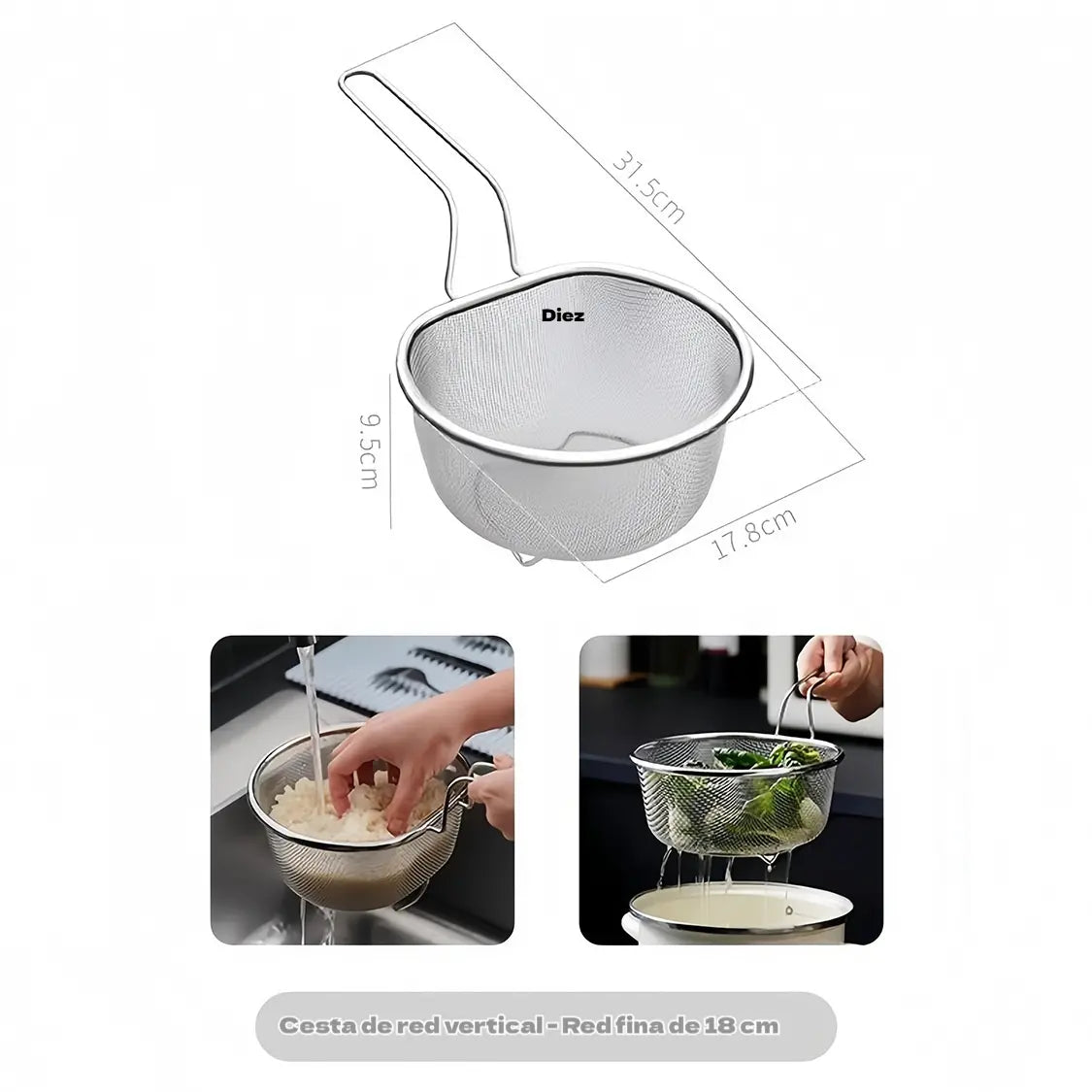 🔥🥳50% DE DESCUENTO🥗🍲Cesta de filtro de malla de acero inoxidable