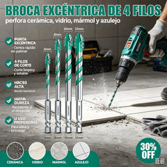 🔩【6+8+10+12mm（4 piezas）】✨Broca de 4 Filos Multimaterial – Perforación Rápida y Precisa en Acero, Vidrio y Cerámica 💪✨