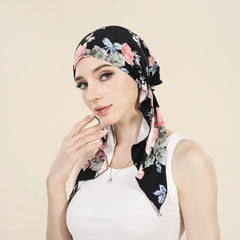 👒 ¡50% DE DESCUENTO POR TIEMPO LIMITADO! ✨ Turbante con estampado floral para mujer, preanudado – Suave, elástico y versátil 🌸