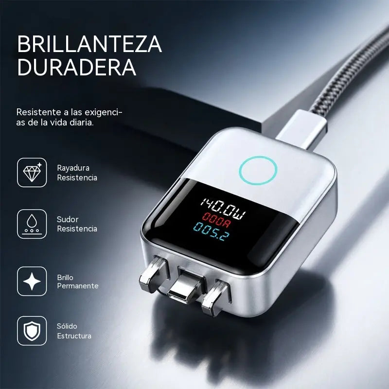 🔋 Cargador USB-C Inteligente de 140 W con Pantalla LED – ¡Carga Rápida y Control Inteligente!