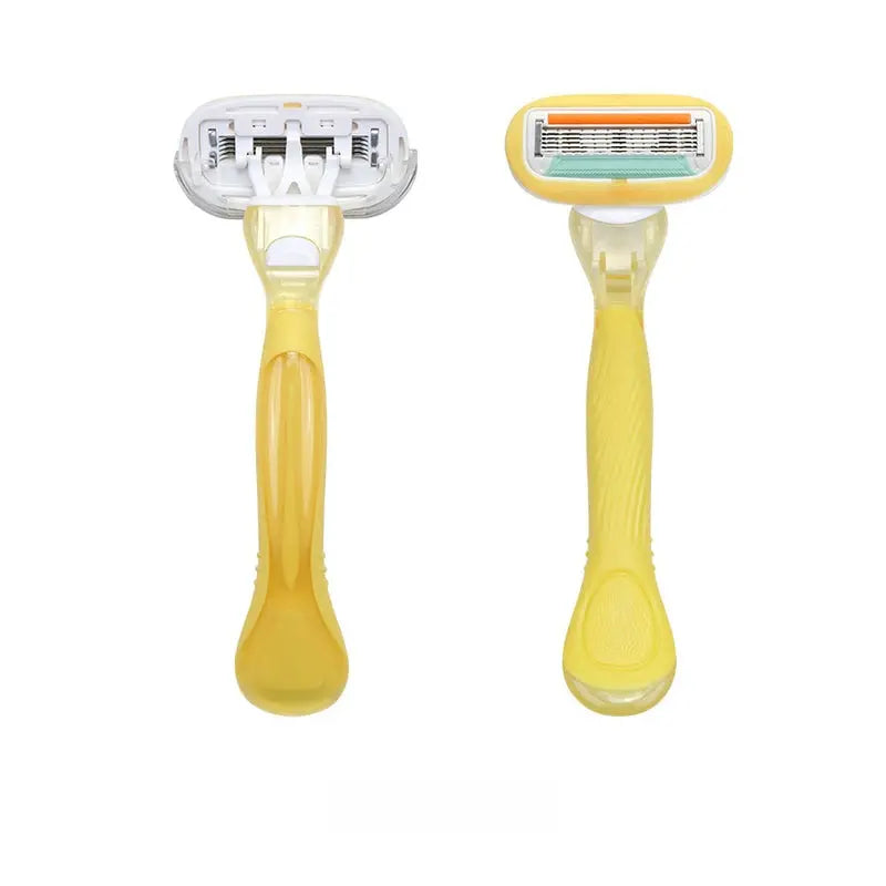 🔥50% de descuento🔥【Paquete de 2】 Mango de afeitadora de mujer de 5 hojas: agarre ergonómico y antideslizante, compatible con cuchillas de repuesto 🪒