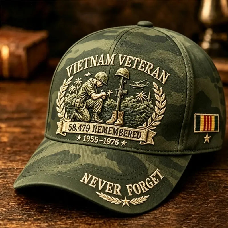 🧢🤠Gorra conmemorativa para veteranos de la guerra de Vietnam 🎁 Compra cualquier gorra y recibe una moneda conmemorativa de doble cara de regalo.