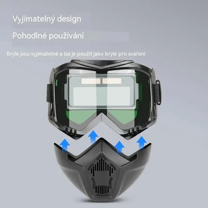 Plně automatická svářečská kukla s přepínáním světel a ochrannou maskou na hlavu pro svářeče