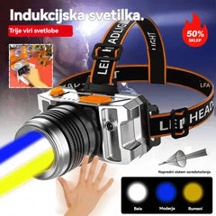 【🔥Zadnji dan s 50 % popustom!】💡LED naglavna svetilka s senzorjem, dolgo življenjsko dobo baterije in vrtljivim zoomom.