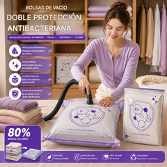 ✨（5 piezas）💨 Bolsa de almacenamiento al vacío grande y compresible: no requiere bomba, es a prueba de fugas e ideal para ahorrar espacio en maletas y en casa ✈️