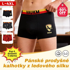 💥【1 sada 3 kusů】🚹✅Prodyšné pánské spodní prádlo z ledového hedvábí, pohodlné bezešvé spodní prádlo, nadměrné velikosti, módní potisk