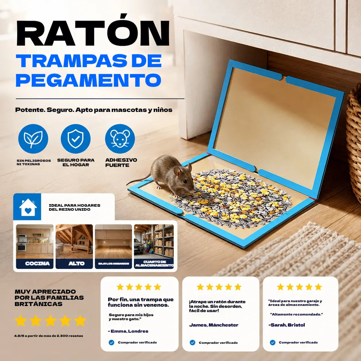 Trampa Adhesiva para Ratones de Interior