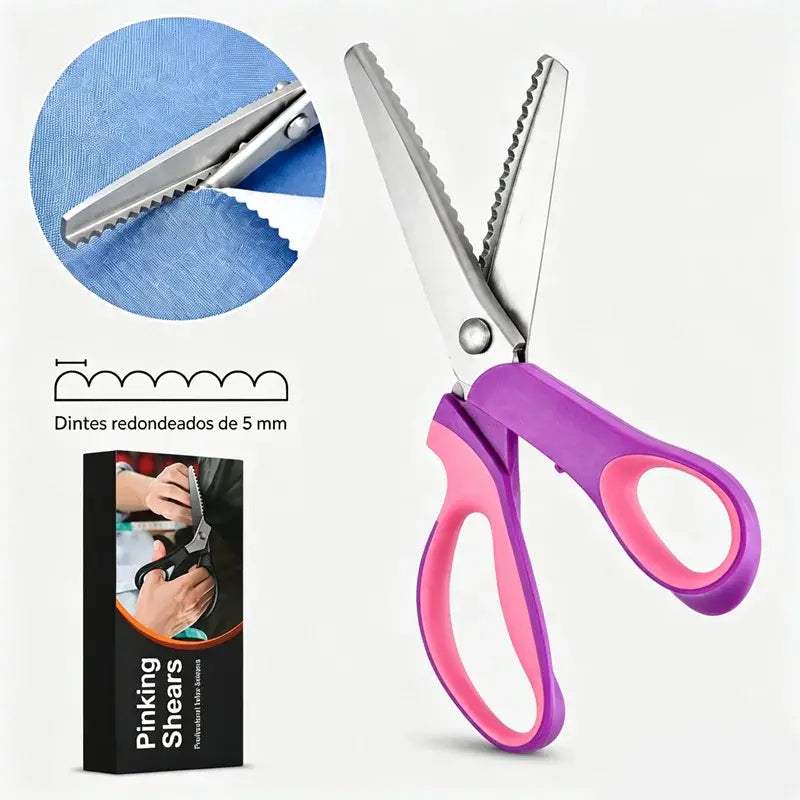 👗✂️ Krejčovské nůžky s ozdobným ostřím – Profesionální střih cik-cak a vlna | Ideální na látky, patchwork a kreativní projekty