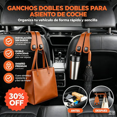 🥳50% DE DESCUENTO🔥✨【Paquete de 2】🚗🛍️Nuevos ganchos dobles para el respaldo del asiento del coche
