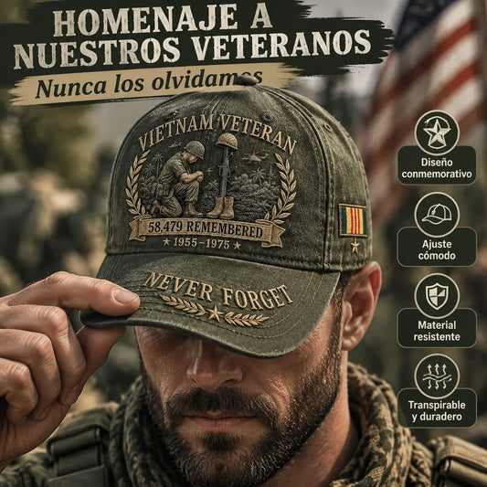 🧢🤠Gorra conmemorativa para veteranos de la guerra de Vietnam 🎁 Compra cualquier gorra y recibe una moneda conmemorativa de doble cara de regalo.