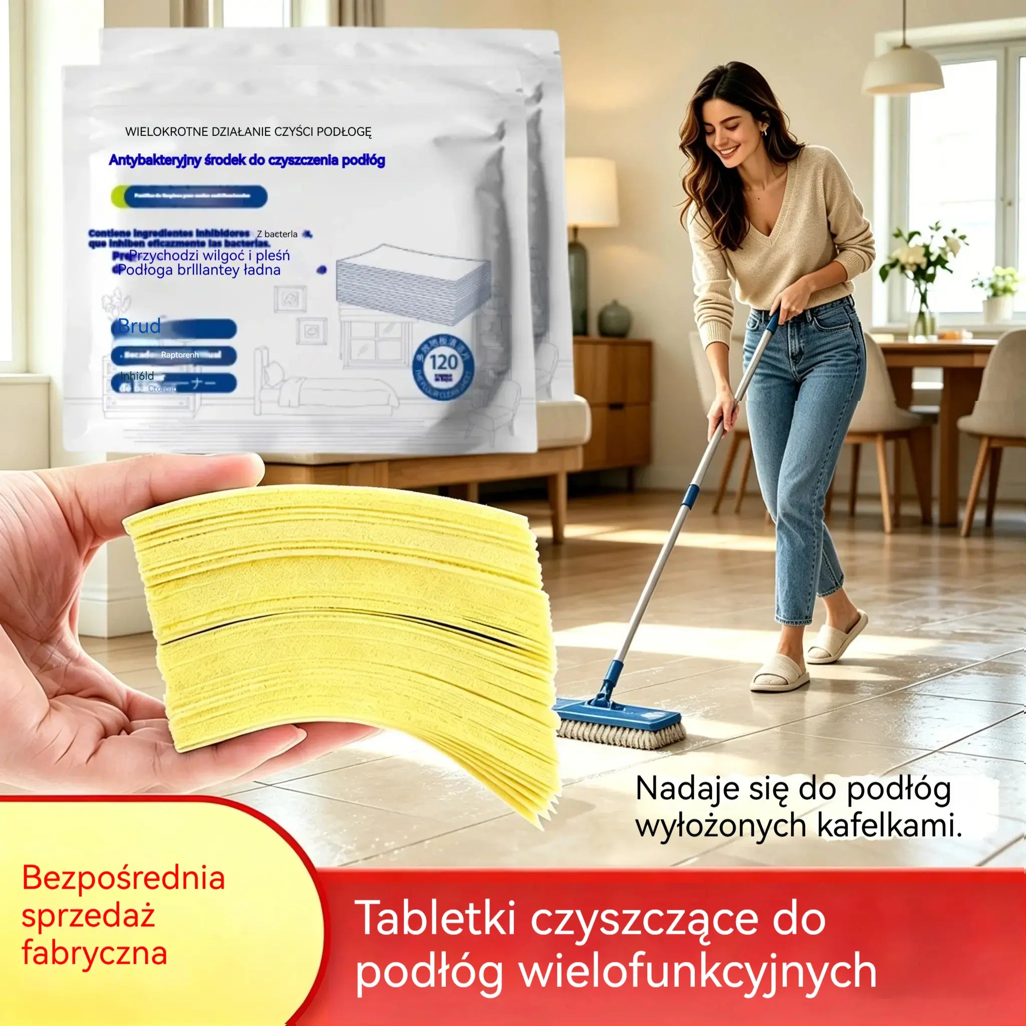 🧹✨ 240 wielofunkcyjnych antybakteryjnych i dezodorujących tabletek czyszczących | Nadaje się do podłóg z twardego drewna, podłóg laminowanych, płytek i ścian pojazdów kempingowych