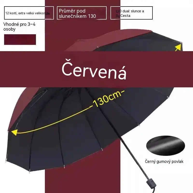 ☔ Skládací deštník s 12 žebry – větruodolný, vodotěsný a lehký do deště i slunce 🌞