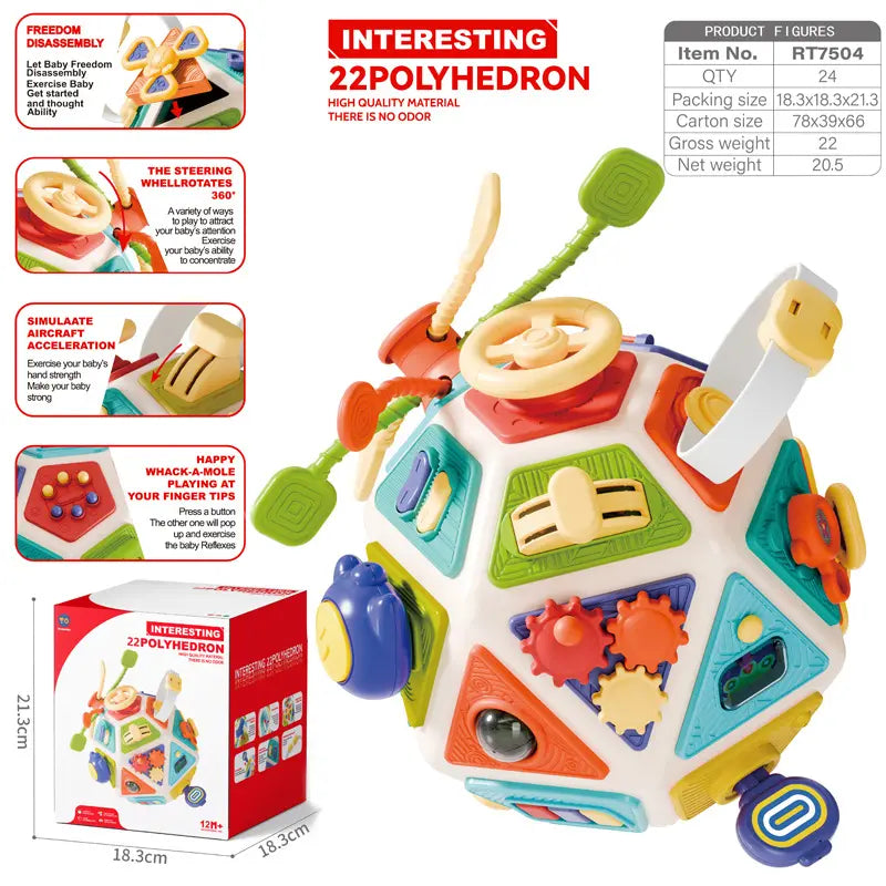 👶🧒Juguete giratorio de mano Montessori multifuncional de 22 caras para la educación temprana y relajante del bebé.