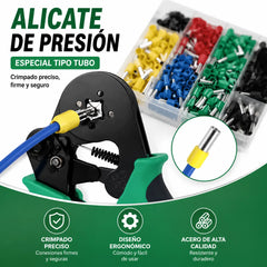 【800* Manguito terminal + 1* Alicates de crimpeado】🧰Kit de fundas para cables aislados, terminales y alicates de crimpeo