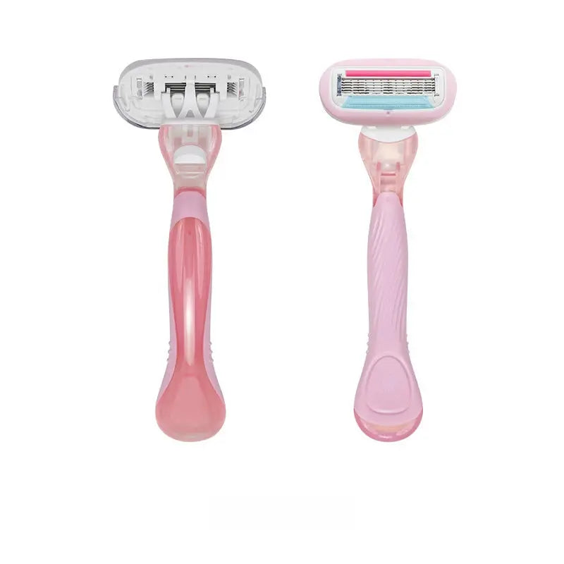 🔥50% de descuento🔥【Paquete de 2】 Mango de afeitadora de mujer de 5 hojas: agarre ergonómico y antideslizante, compatible con cuchillas de repuesto 🪒