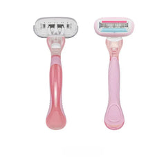 🔥50% de descuento🔥【Paquete de 2】 Mango de afeitadora de mujer de 5 hojas: agarre ergonómico y antideslizante, compatible con cuchillas de repuesto 🪒