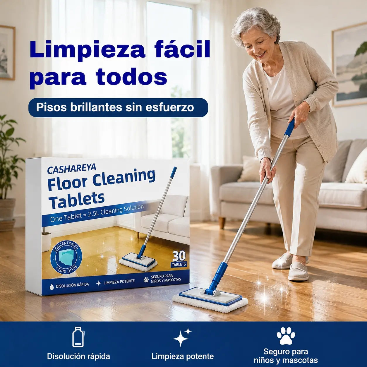 💦🏡【3 paquetes, 90 pastillas en total】Toallitas limpiadoras de suelos solubles en agua