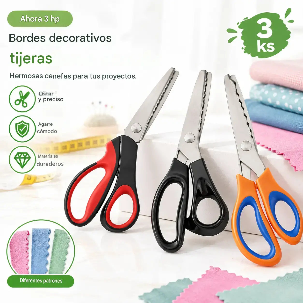 ✂️Tijeras profesionales dentadas, adecuadas para costura, manualidades y proyectos de bricolaje cotidianos.