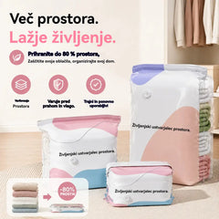 🧳【5-delni komplet 29 evrov】💨 Velika, stisljiva vakuumska vrečka za shranjevanje: črpalka ni potrebna, neprepustna in idealna za prihranek prostora v kovčkih in doma ✈️