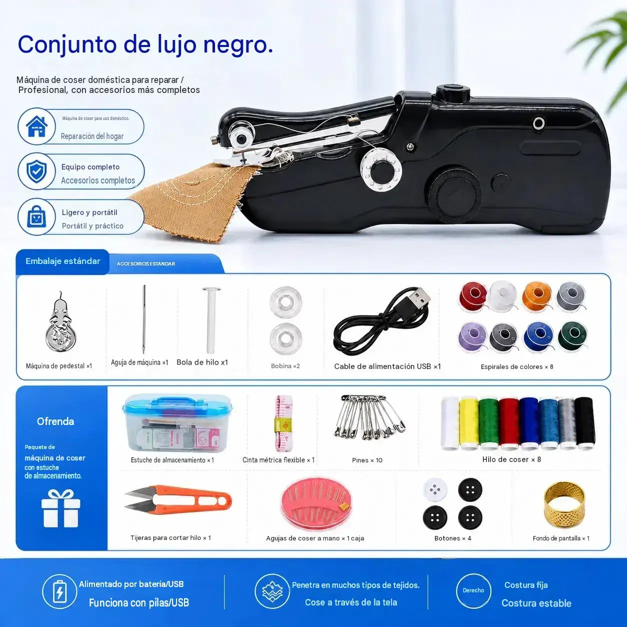 🧵 Mini máquina de coser eléctrica: ¡ligera, portátil y fácil de usar! ✨