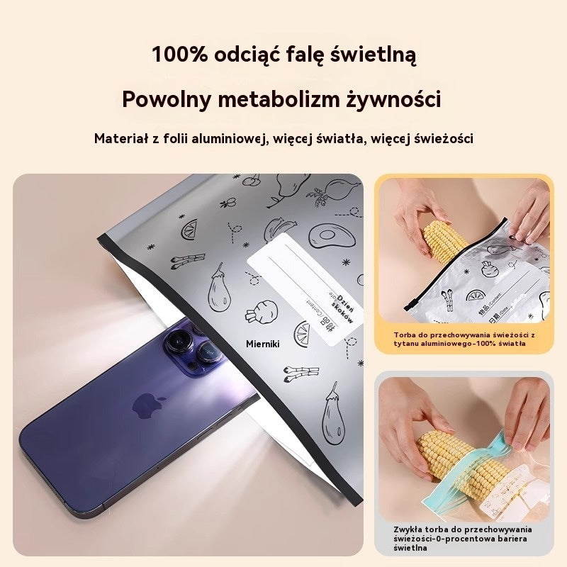 【90 sztuk】Aluminiowa torba spożywcza z zamknięciem strunowym, zapewniająca świeżość i możliwość przechowywania w lodówce w gospodarstwie domowym