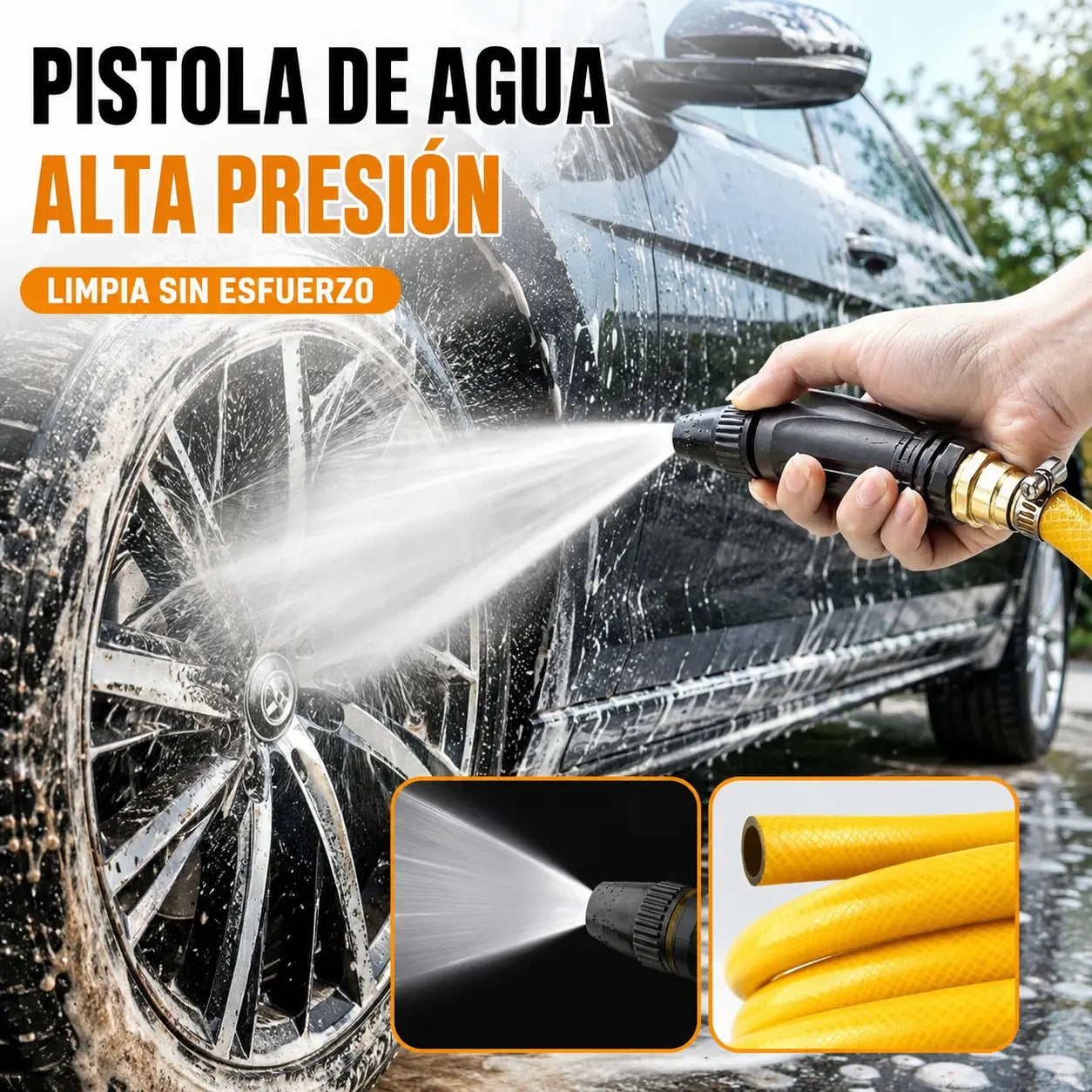 💦 Pistola de Agua a Presión Potente para Coche y Jardín | Limpieza Fácil y Rápida 🚗🌿