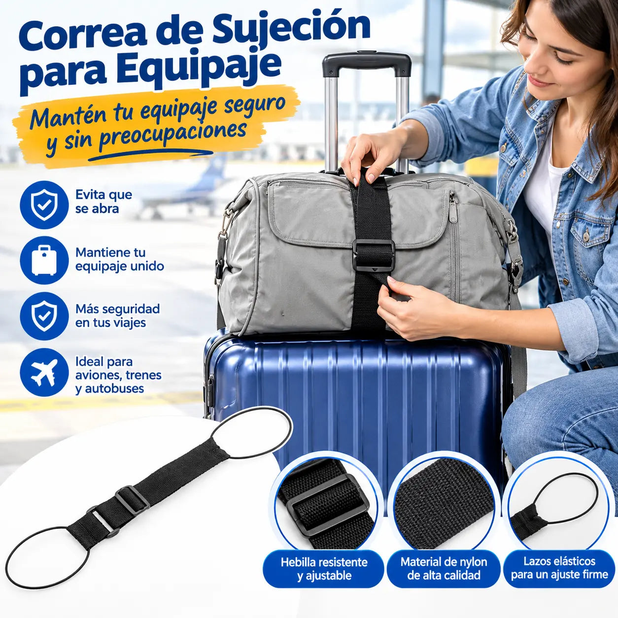 ⏳Oferta por tiempo limitado⏰Correa para equipaje manos libres: elástica, segura y ligera, un accesorio esencial para viajar 🛫