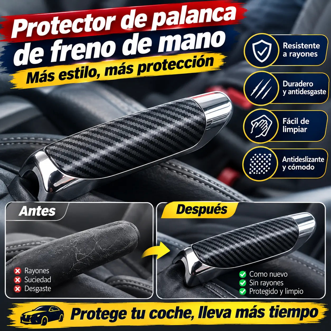 【🎁Compre 1 y obtenga 1 gratis】🚗Protección antideslizante y resistente al desgaste para el freno de mano del automóvil