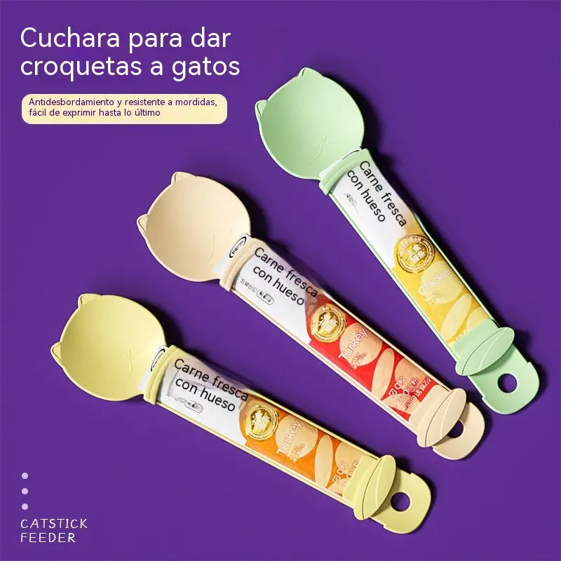 🔥💞Cuchara para alimentar gatos - Diseño de cuchara ancha tipo cuchara que se puede apretar con una sola mano.