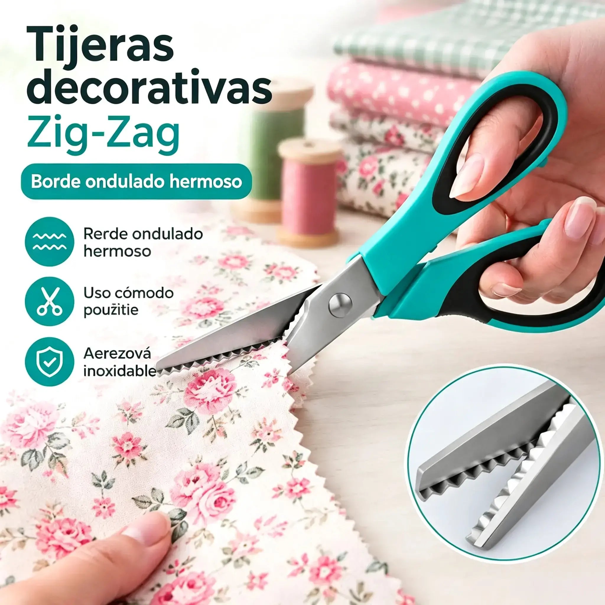 ✂️ Tijeras dentadas profesionales - Tijeras de tela afiladas y dentadas