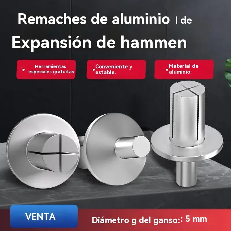🔥【100 piezas 24 euros】🧰🔧 Remaches de aluminio con expansión de martillo: ¡fijación rápida y segura sin esfuerzo!🔩