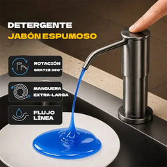 Dispensador de jabón y detergente integrado para fregadero de cocina, fabricado en acero inoxidable de primera calidad, con tubo extensible directo al cristal y bola de gravedad 304, bombeo rápido.