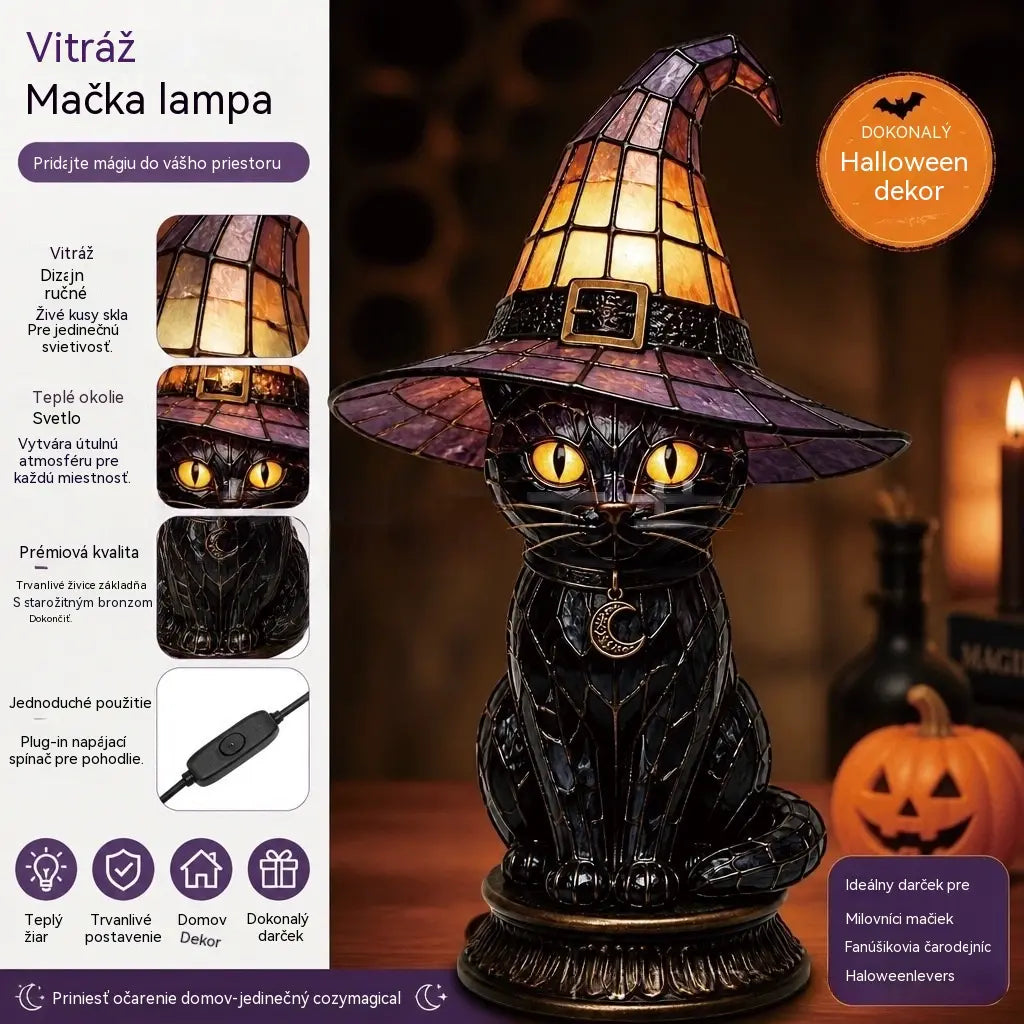 🧙‍♀️✨Lampa s čarodejníckym klobúkom, akrylová 3D remeselná ozdoba, dekorácia na stôl, stolová lampa