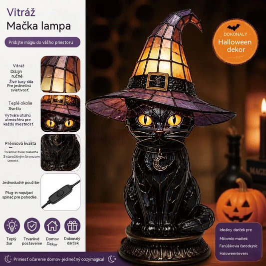 🧙‍♀️✨ Lampa s čarodejníckym klobúkom, akrylová 3D remeselná ozdoba, dekorácia na stôl, stolová lampa