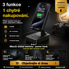 🔥 3 v 1: Bluetooth reproduktor + nabíječka + 360° stojánek na mobilní telefon 📱🔊⚡