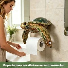 🐢🧻 Servilletero de pared retro con diseño de tortuga marina en 3D