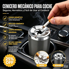🥳50% de descuento🔥🚗 Cenicero giratorio para coche con revestimiento cerámico y tapa con cierre mecánico.
