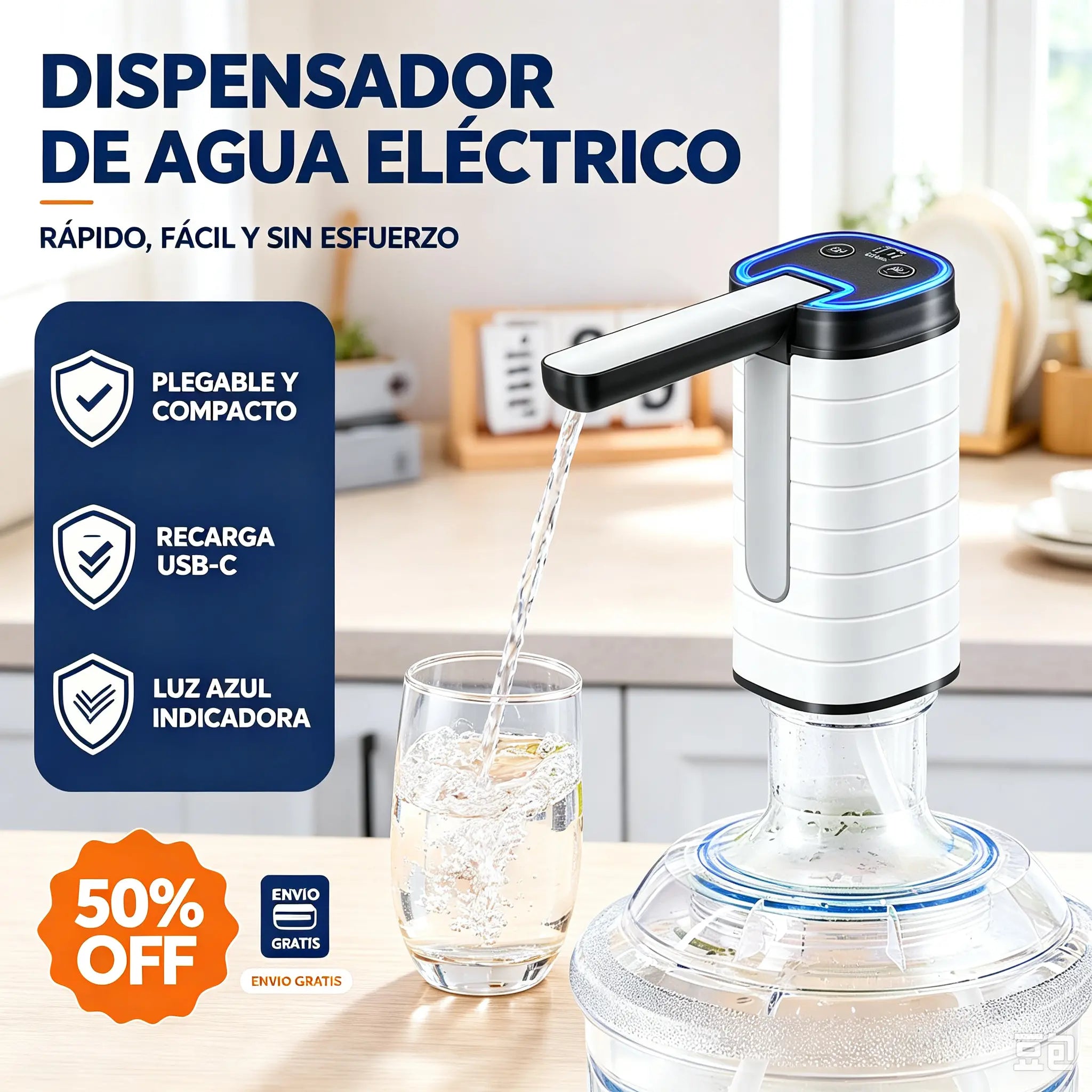 🥳50% de descuento🔥🚰Dispensador de agua plegable con bomba purificadora
