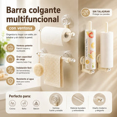 Barra colgante multifuncional con ventosa