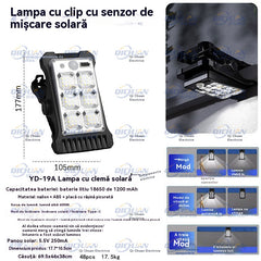 Lámpara solar de exterior con pinza para el hogar, aplique solar de pared impermeable, iluminación automática con sensor de movimiento.