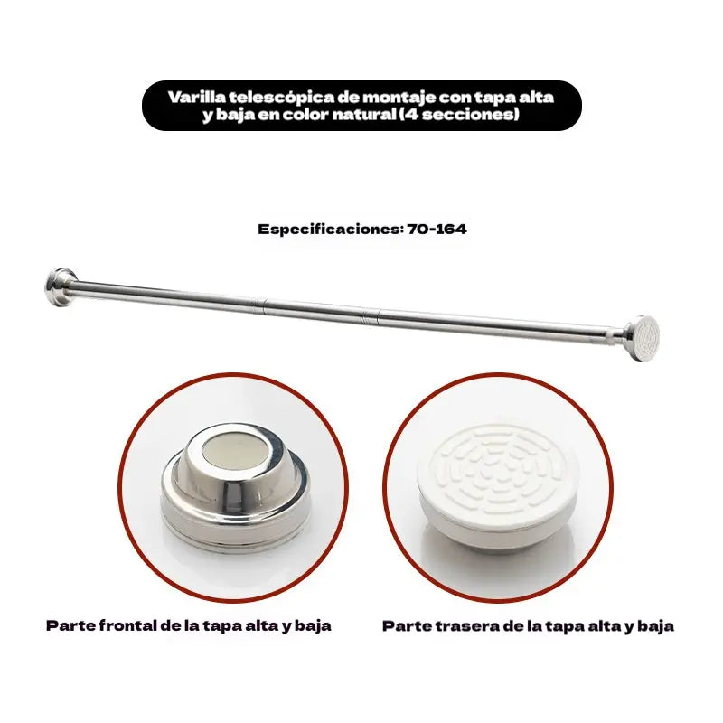 🛠️🚫 Barra de tensión ajustable: no requiere perforación, instalación en segundos, almacenamiento inteligente para el hogar 🏠✨