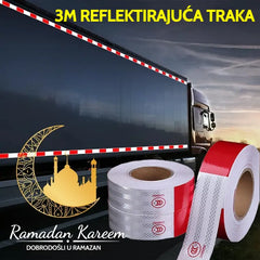 🚛【50mm*30m】🌙🔆Pegatinas reflectantes rojas y blancas, tiras reflectantes para camiones