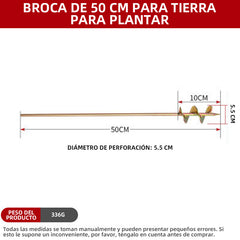 【longitud 50cm】✨ Varilla perforadora para agujeros de trasplante en invernaderos
